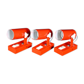 1970's Red and White Metal Spots Light, France - Set of 3