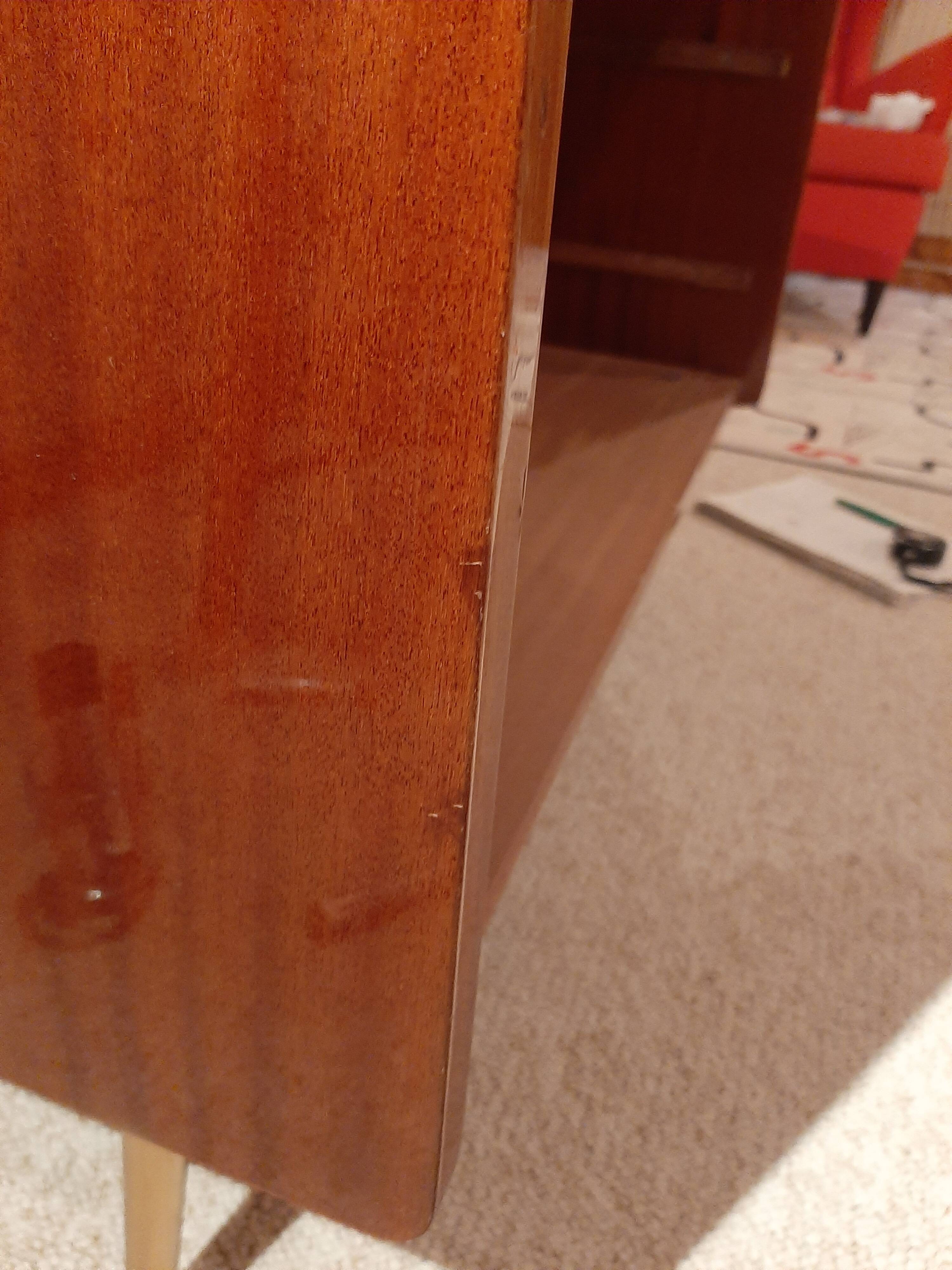 Vintage chest of drawers 3 drawers - varnished teak - Scandinavian style - retro patterns - 60s