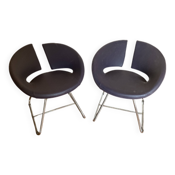 Paire de fauteuils violet