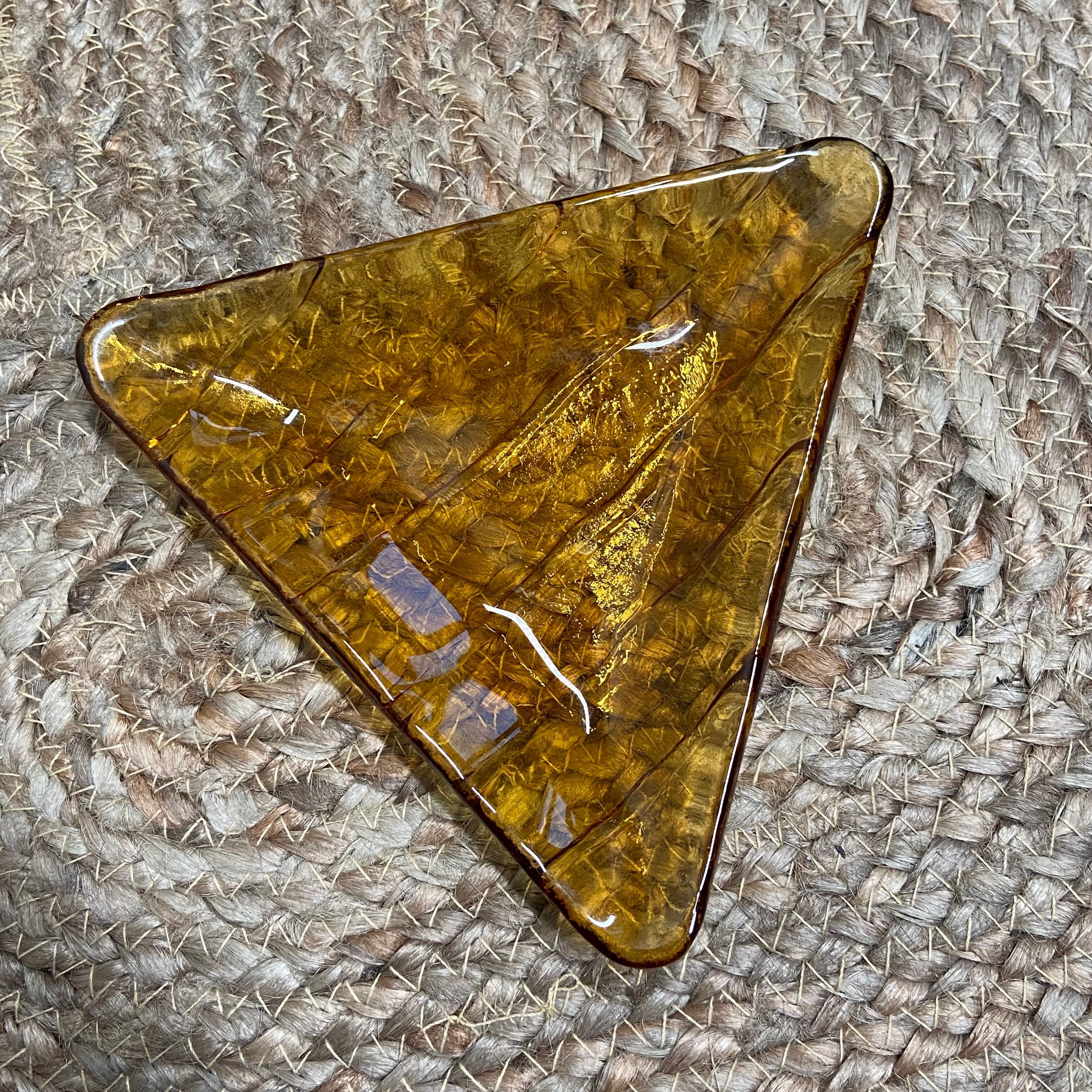 Set of 2 amber glass raviers