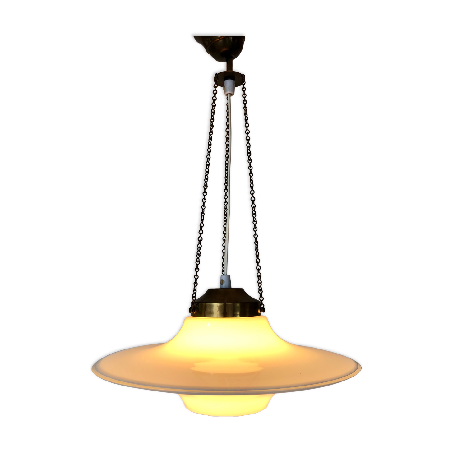 Danish opal glass pendant lamp Holmegarard / Space Age