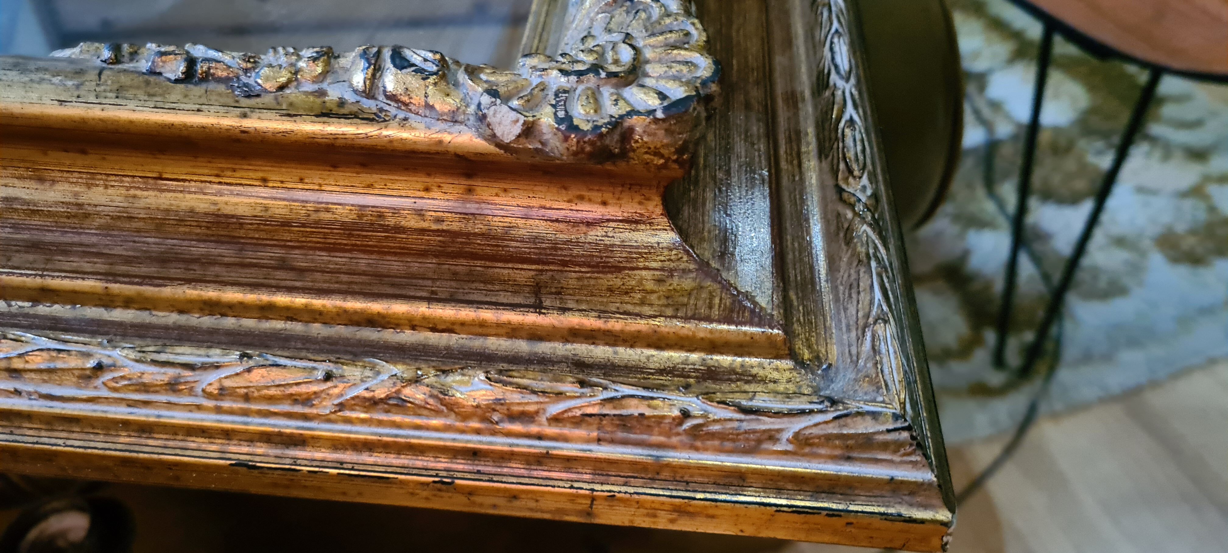 Mirror wood patina gold 58x70