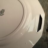 Ancient dish with anses in rose ceramics signed saint-amand