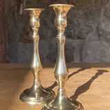 Paire de bougeoirs en laiton