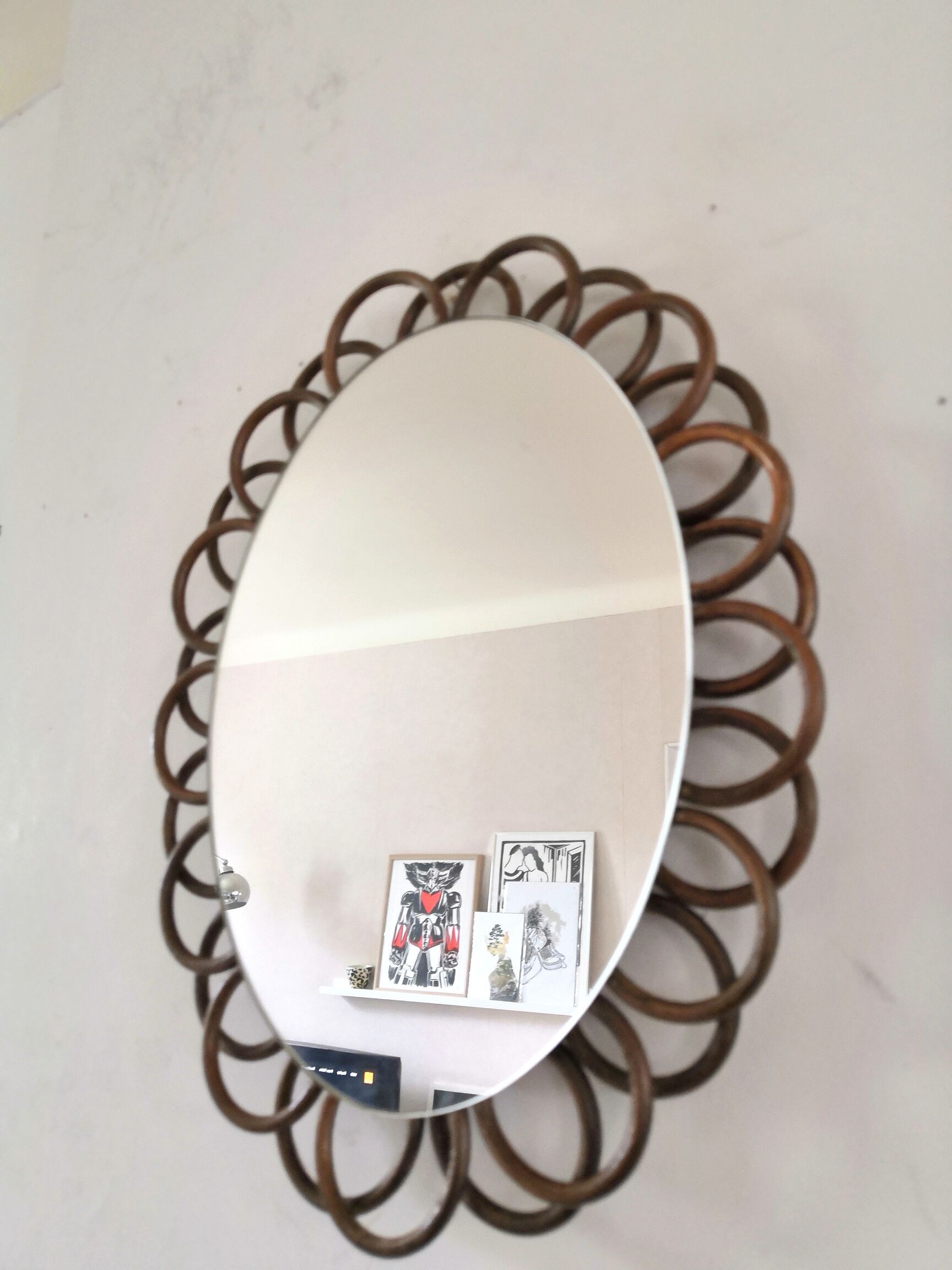 Vintage rattan mirror 60s