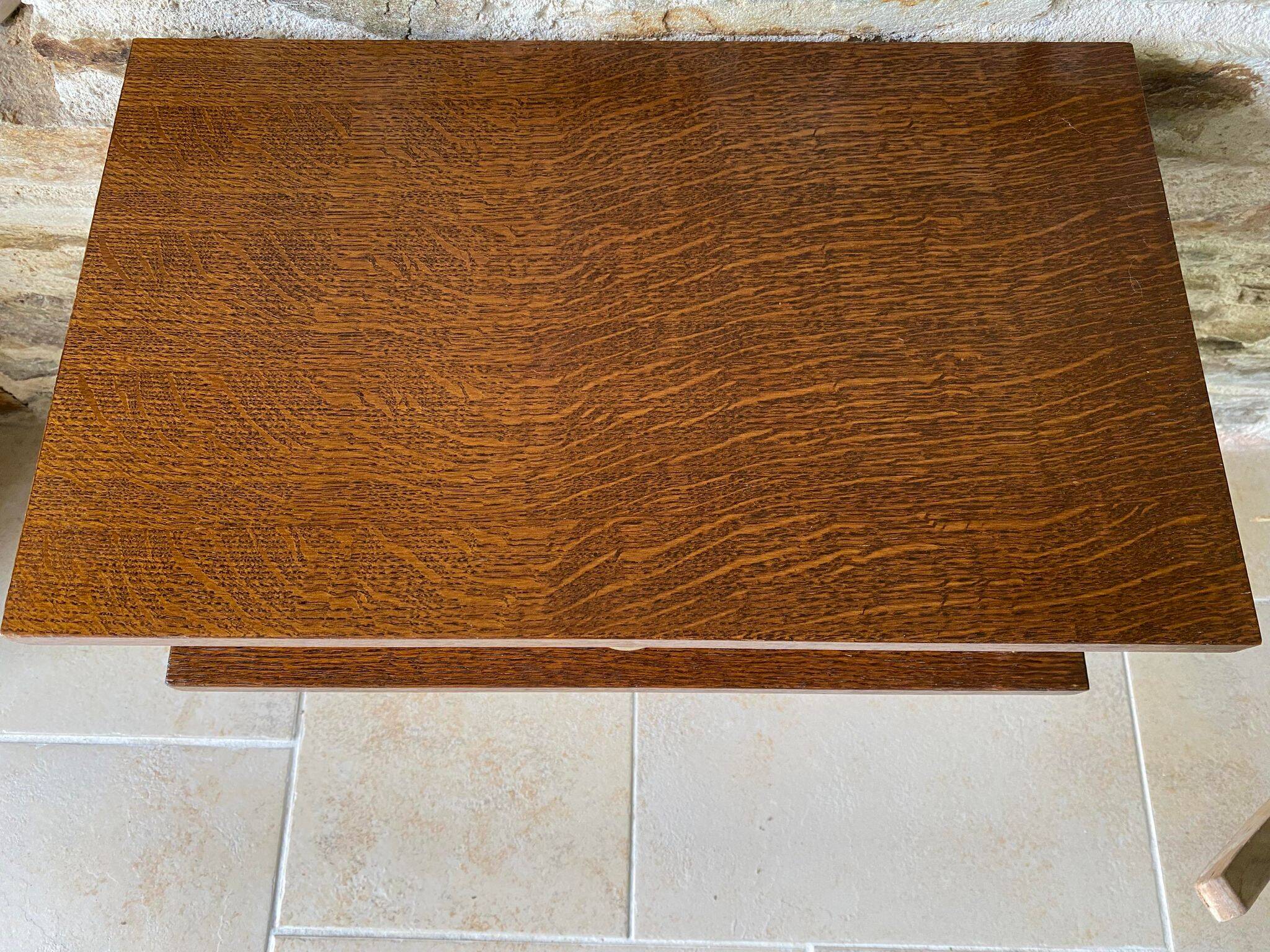 60s bedside table varnished wood compass feet