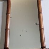Miroir ancien de style bambou en bois tourné – fin XIXe siècle, 62 x 42 cm