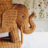 Side table or end of elephant sofa in wicker and rattan 70'