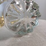 Glass ice bucket, gold handle, vintage 1960