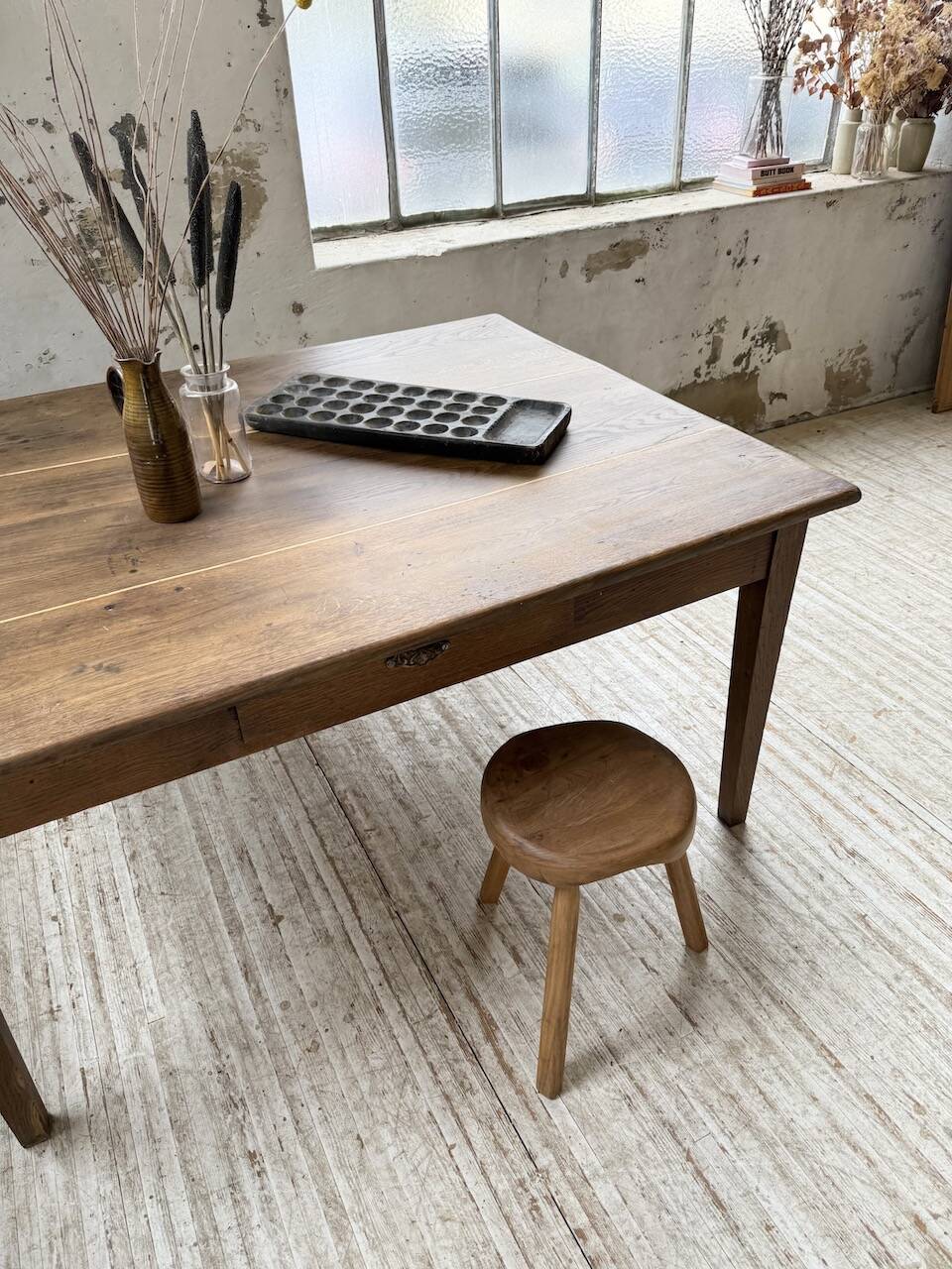 Large “square” oak farmhouse table 1950