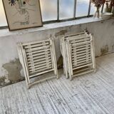 4 white wooden garden chairs