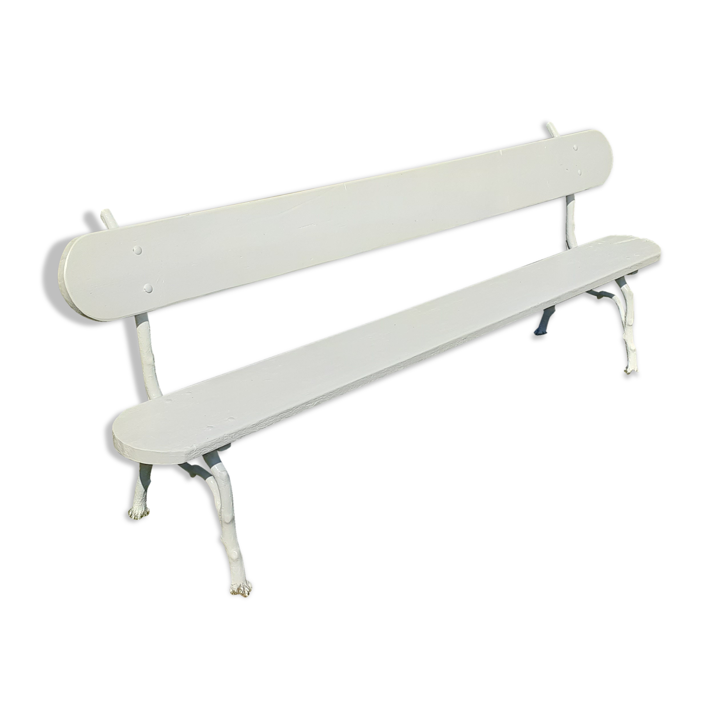 Old bench wood and cast iron XIXth white.