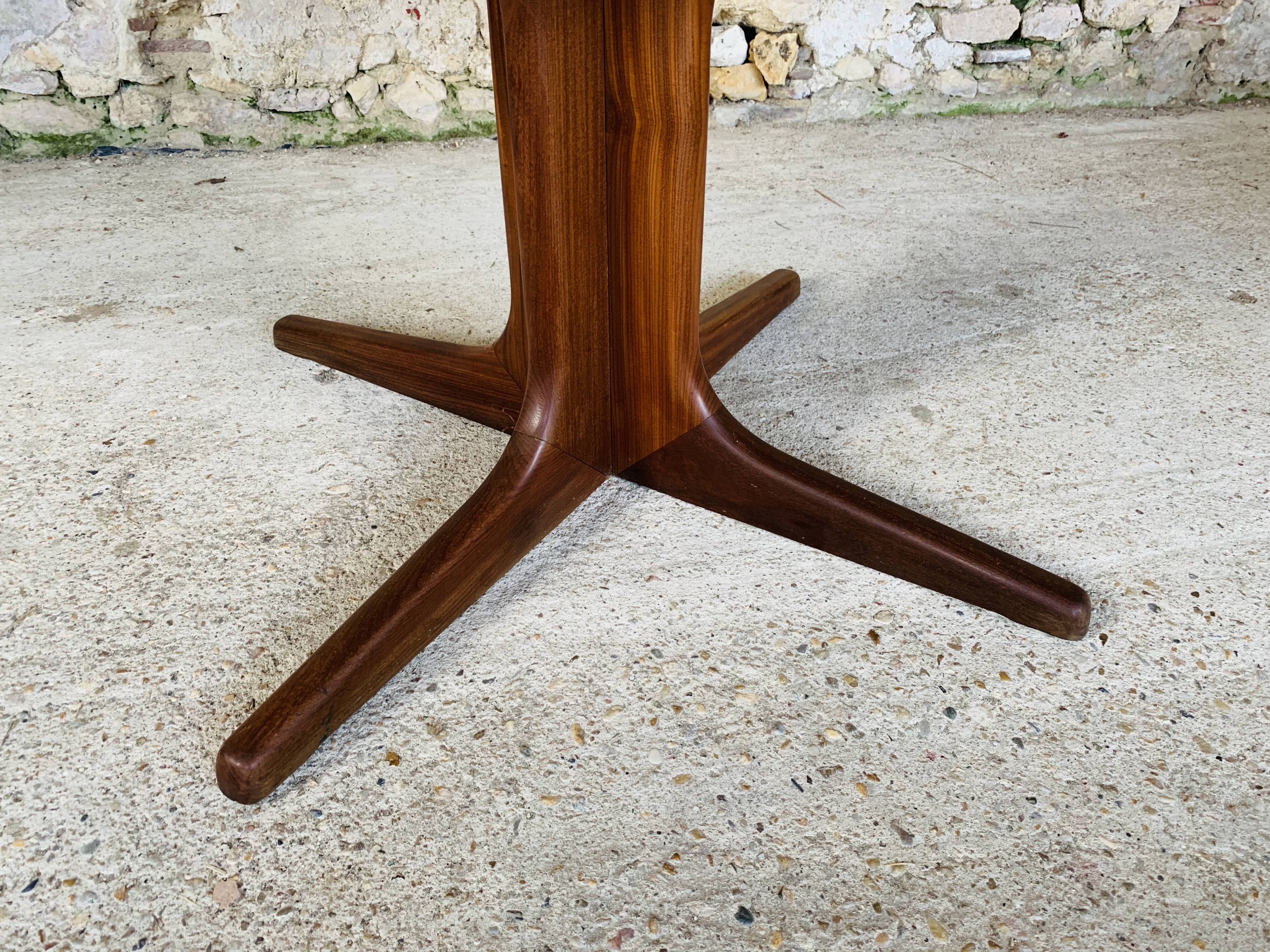 Extendable Scandinavian style dining table with double elongations by Maison Ducau, Circa 1970