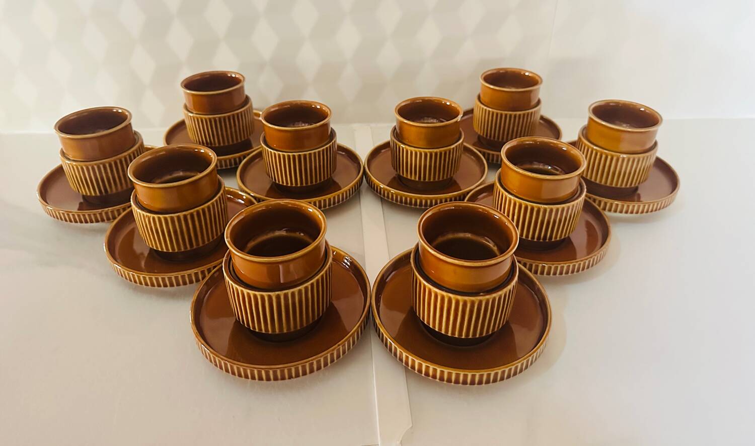 Set of 10 cups and saucers Tognana Italy 70s