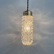 Lot 3 old vintage molded glass pendant lamps