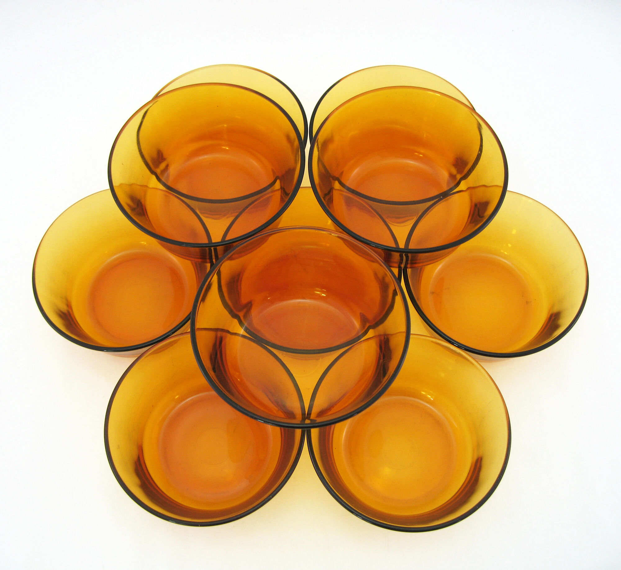 10 amber yellow tempered glass cups - Duralex France - vintage 70s