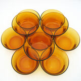 10 amber yellow tempered glass cups - Duralex France - vintage 70s