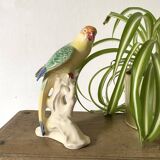 Ceramic parakeet, exotic bird in slip