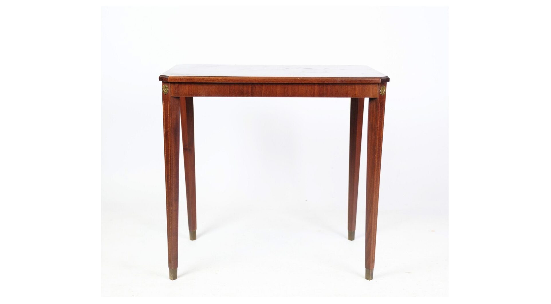 Side table decorated with bronze ornaments in light mahogany