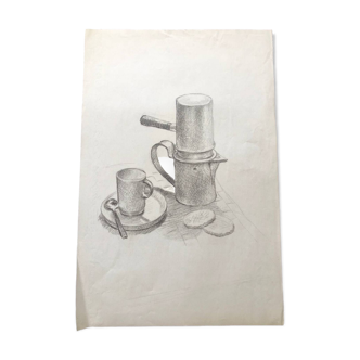 Still life study drawing at the cafe