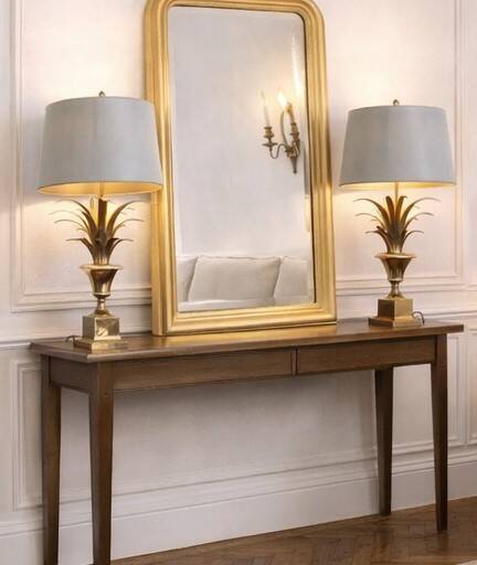 Pair of palm lamps in gilded brass – Maison Boulanger, circa 1980