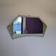 Vintage geometric mirror with floral decoration – painted patinated wood – 79 cm