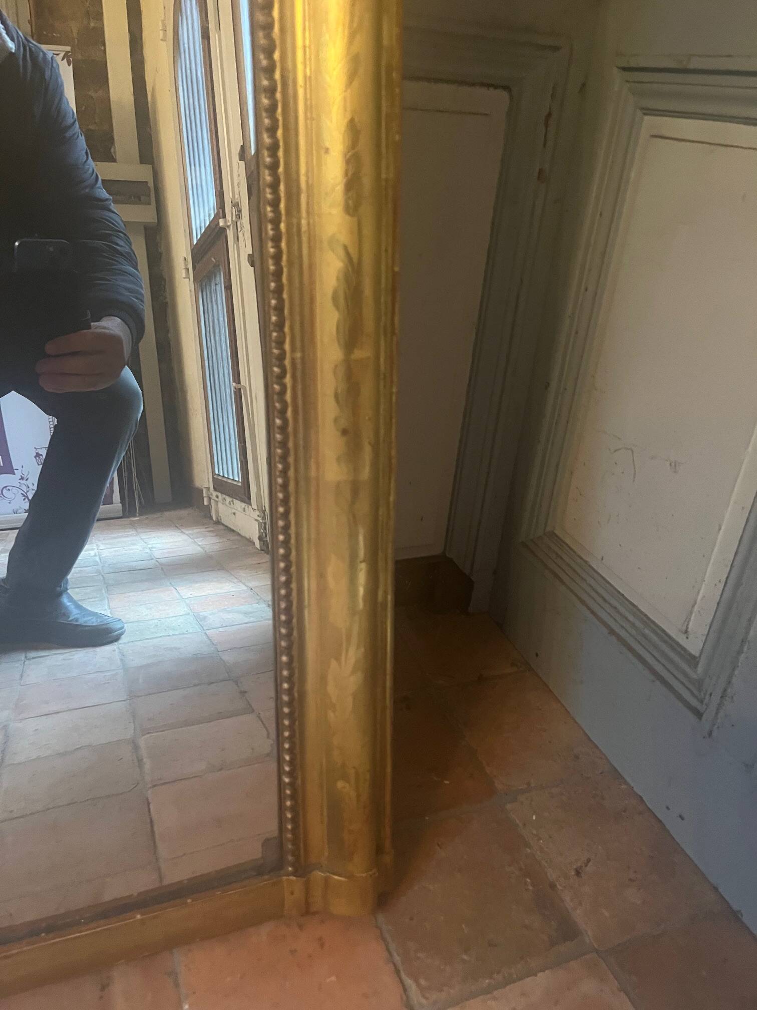 Large Louis Philippe Style Gilded Stucco Fireplace Mirror