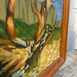 Old painting forest tree oil on canvas