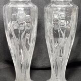 Par de jarrones "Art Nouveau" de cristal tallado. España, 1930s.