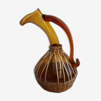 Glass and wicker decanter