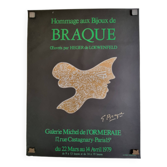 Affiche originale de l'exposition "Bijoux de Braque" à la Galerie Michel de l'Ormeraie (1979)