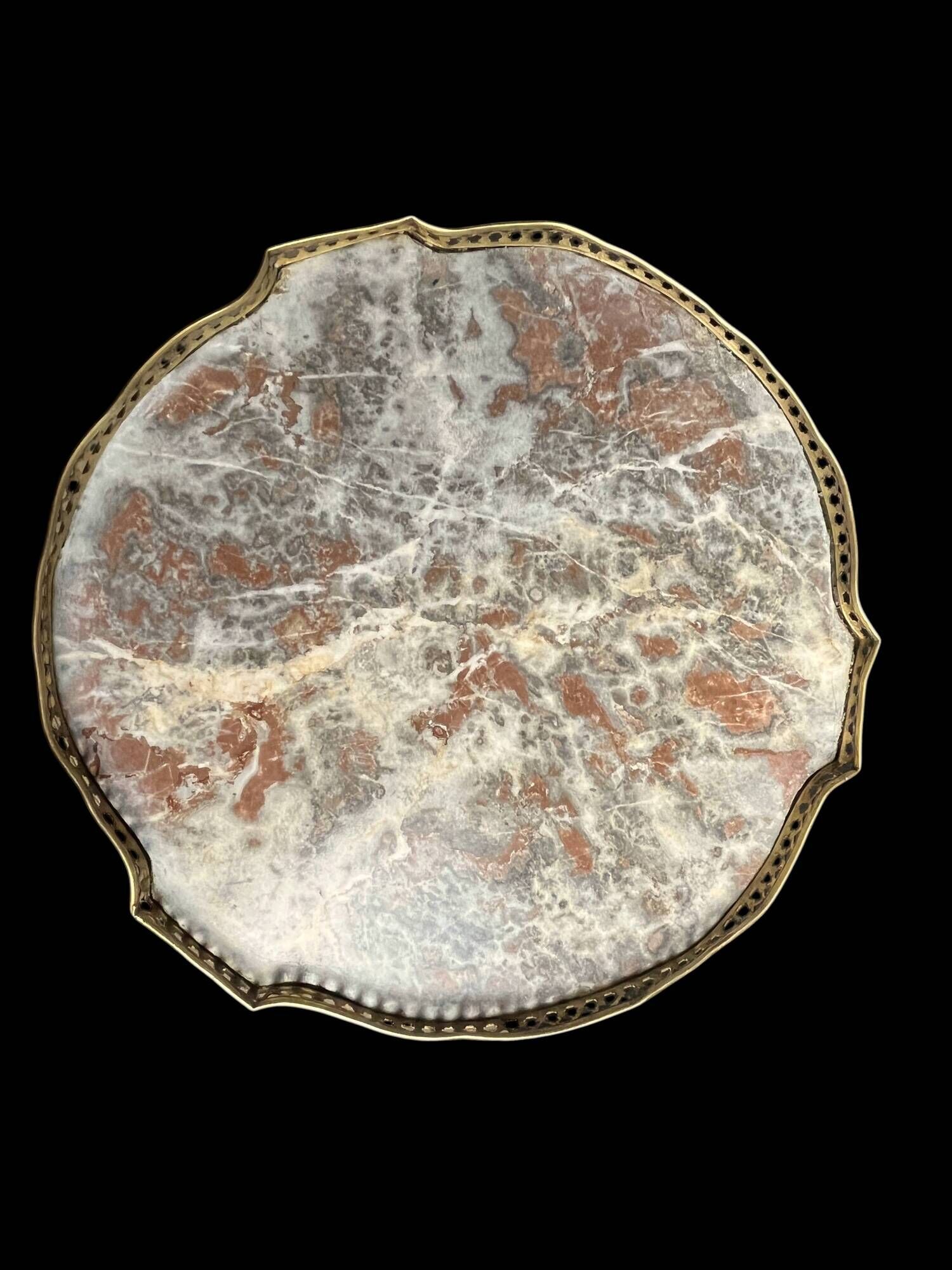 Louis XVI style tripod pedestal table, marble and brass, late 19th century