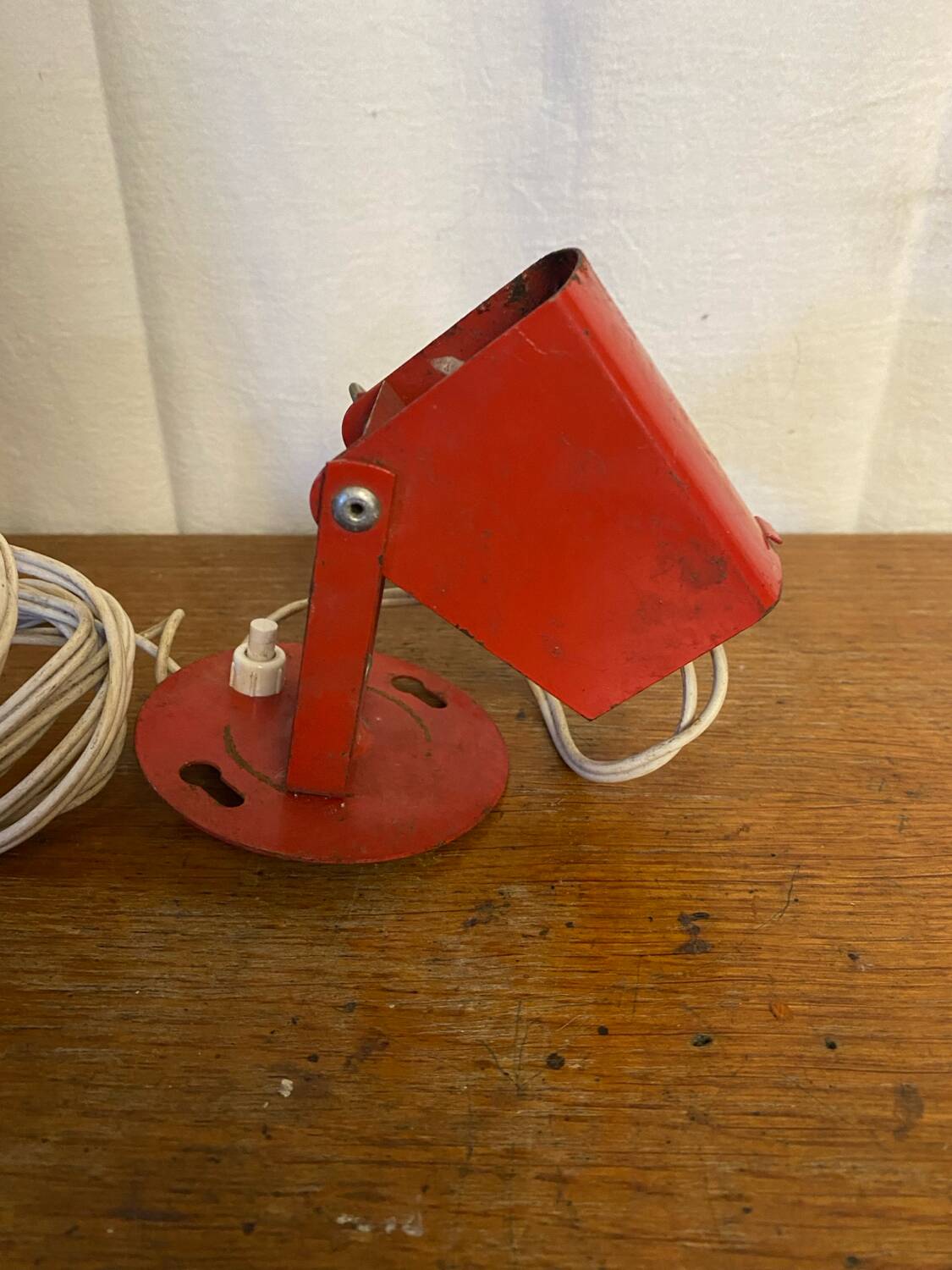 Vintage lita wall lamp, red metal, mategot design, 1950s