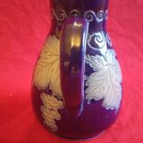 Blue stoneware pitcher from alsace signed "schmitter remmy betschorf"