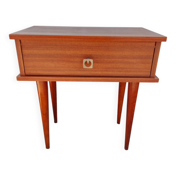table de chevet pieds fuseaux, vintage années 70's