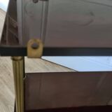 Grande étagère murale en acajou et laiton / années 60