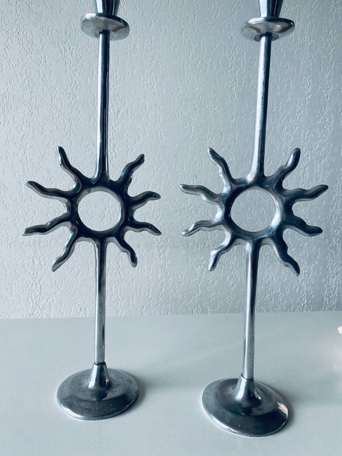 Pair of sun candle holders