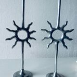 Pair of sun candle holders