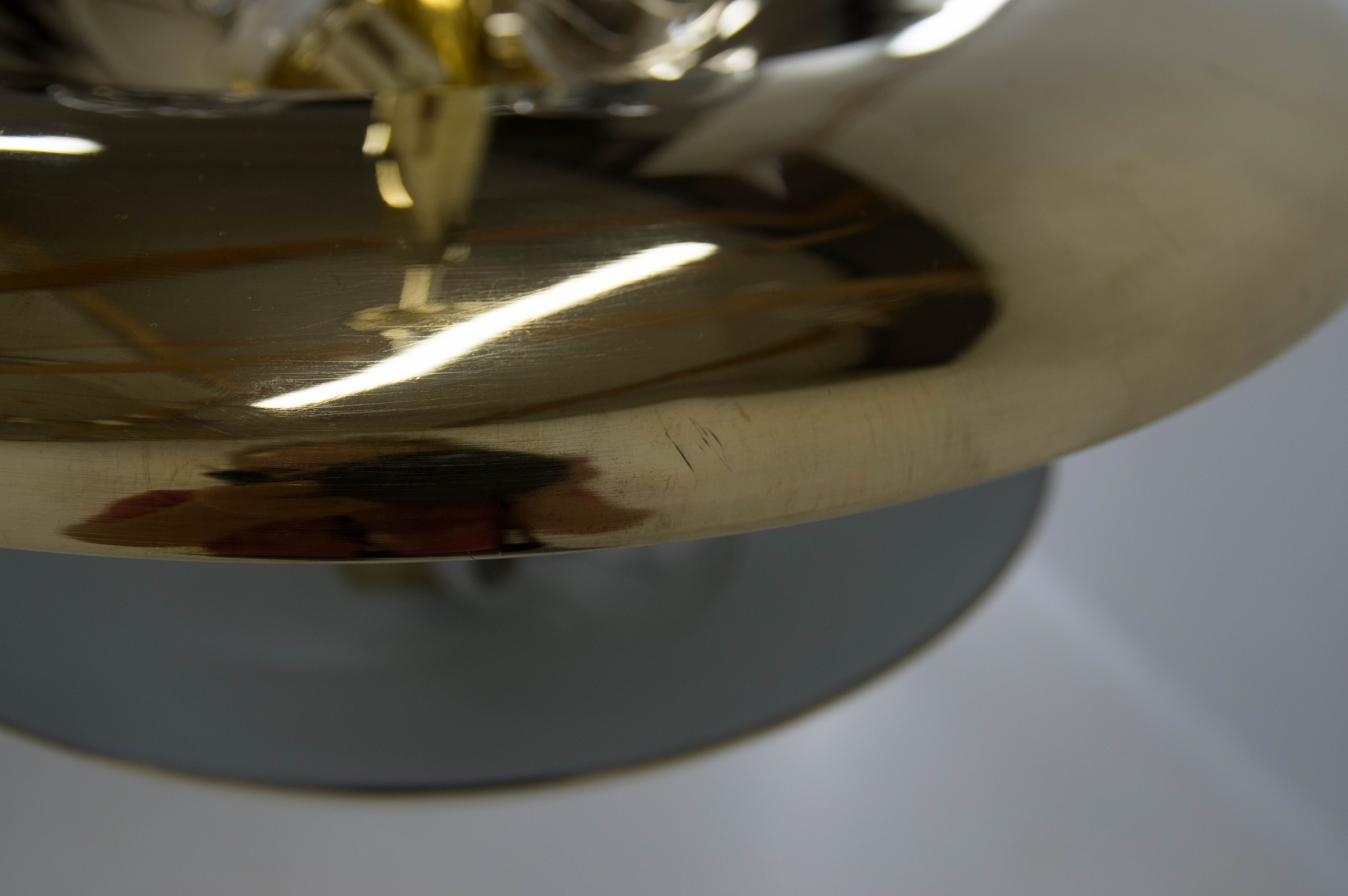 Brass Bauhaus chandelier by Franta Anyz, 1920s, restored