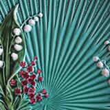 SMF Schramberg Majolica Fruit Dish Lily of the Valley and Forget-Me-Nots