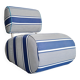 Curved armchair with blue and white stripes