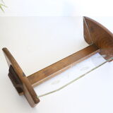 Trinket bowl wooden and glass with chiseled ornaments