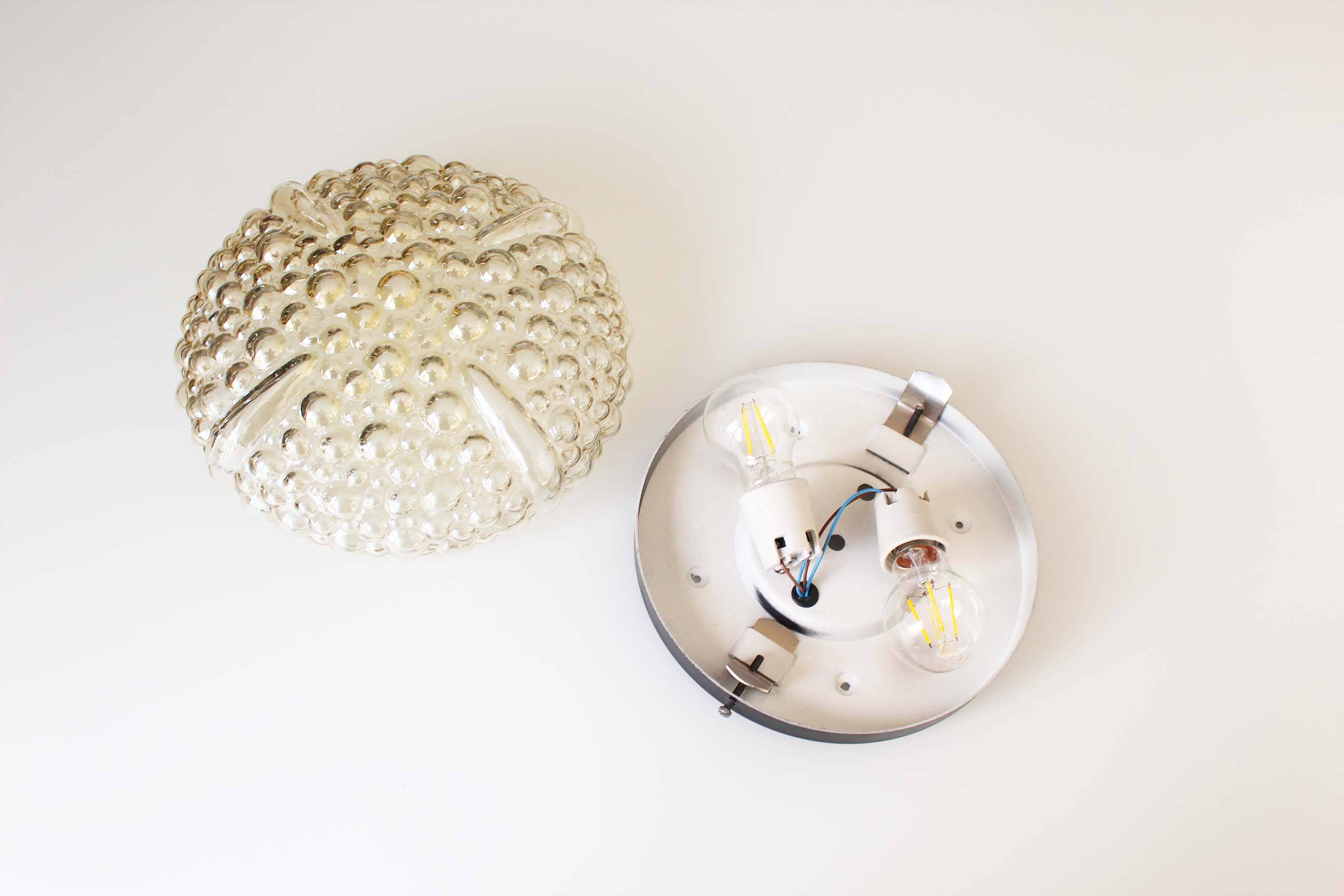 Luminaire encastré à bulles en verre de Murano par Helena Tynell pour Glashutte Limburg - Allemagne 1960