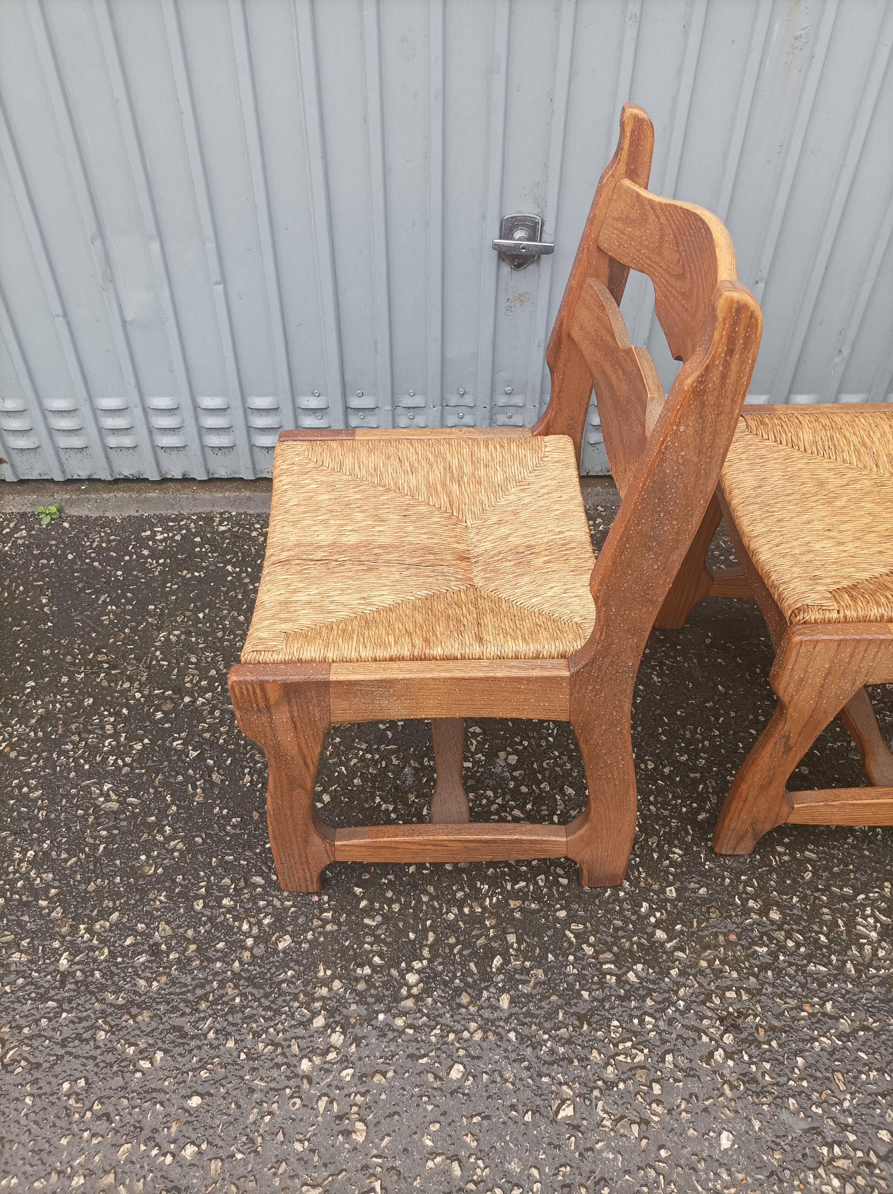 5 old mulched wooden chairs Guillerme and Chambron vintage