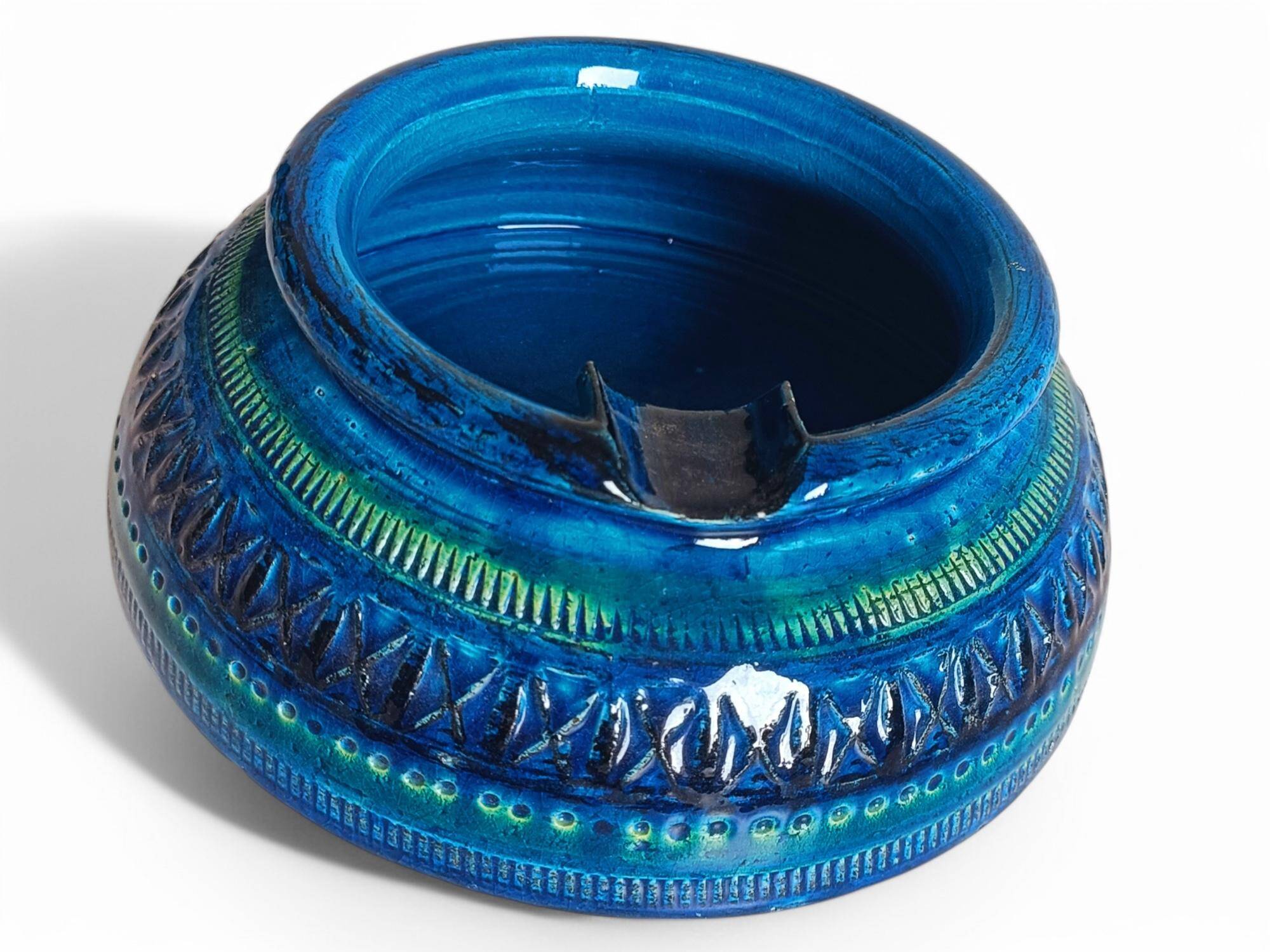 Bitossi Large Ashtray by Aldo Londi, Rimini Blu Ceramic, Italy, 1960s