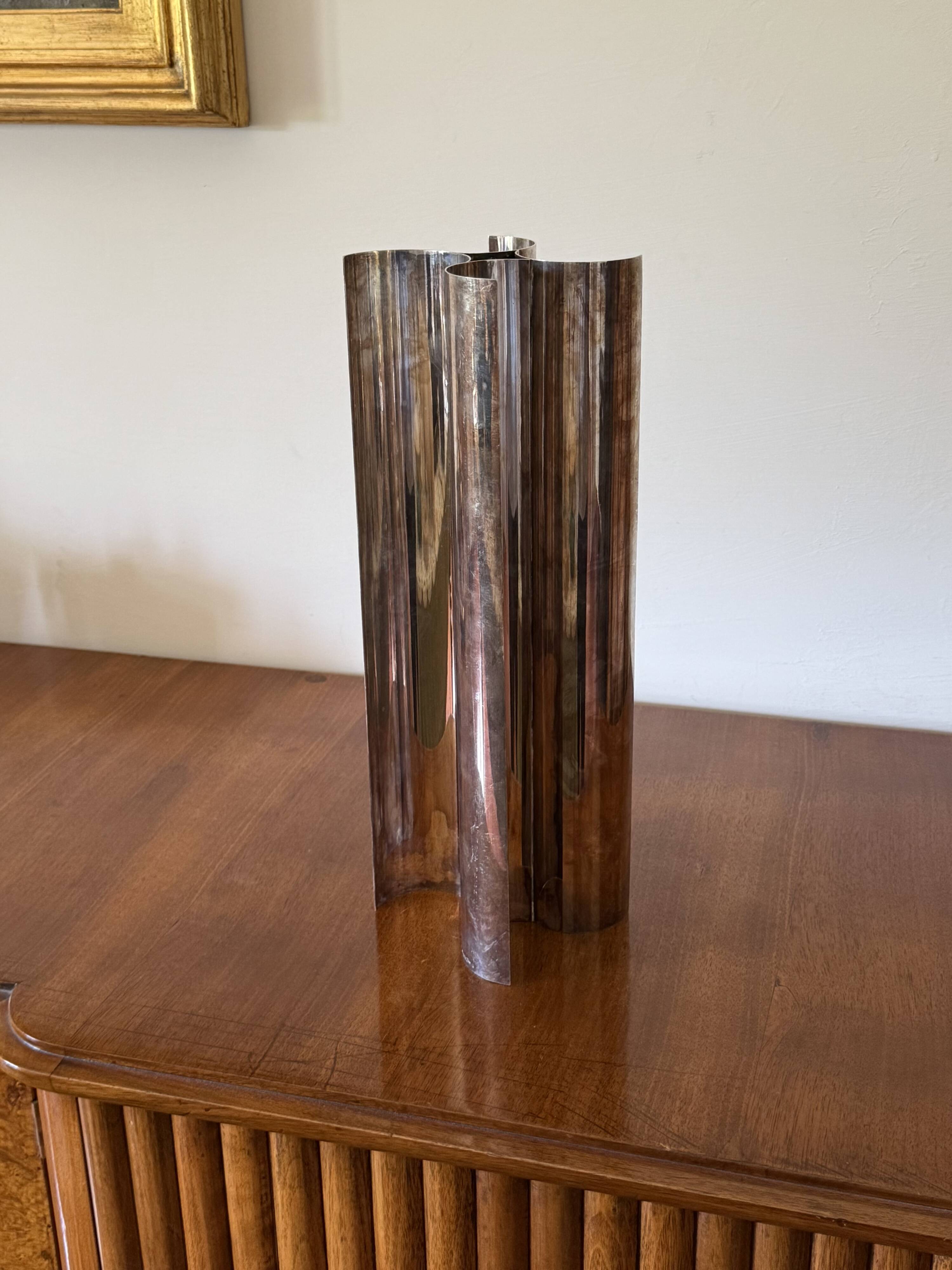 Christian Dior, Silver-plated solifleur sculptural vase, Dior France 1980s