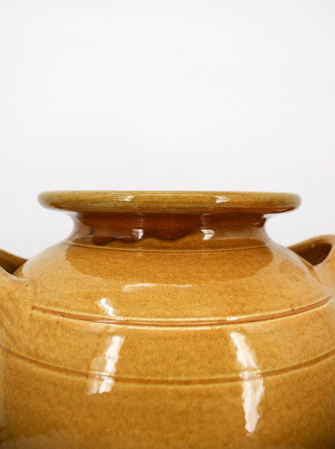Large vintage yellow glazed terracotta jar vase