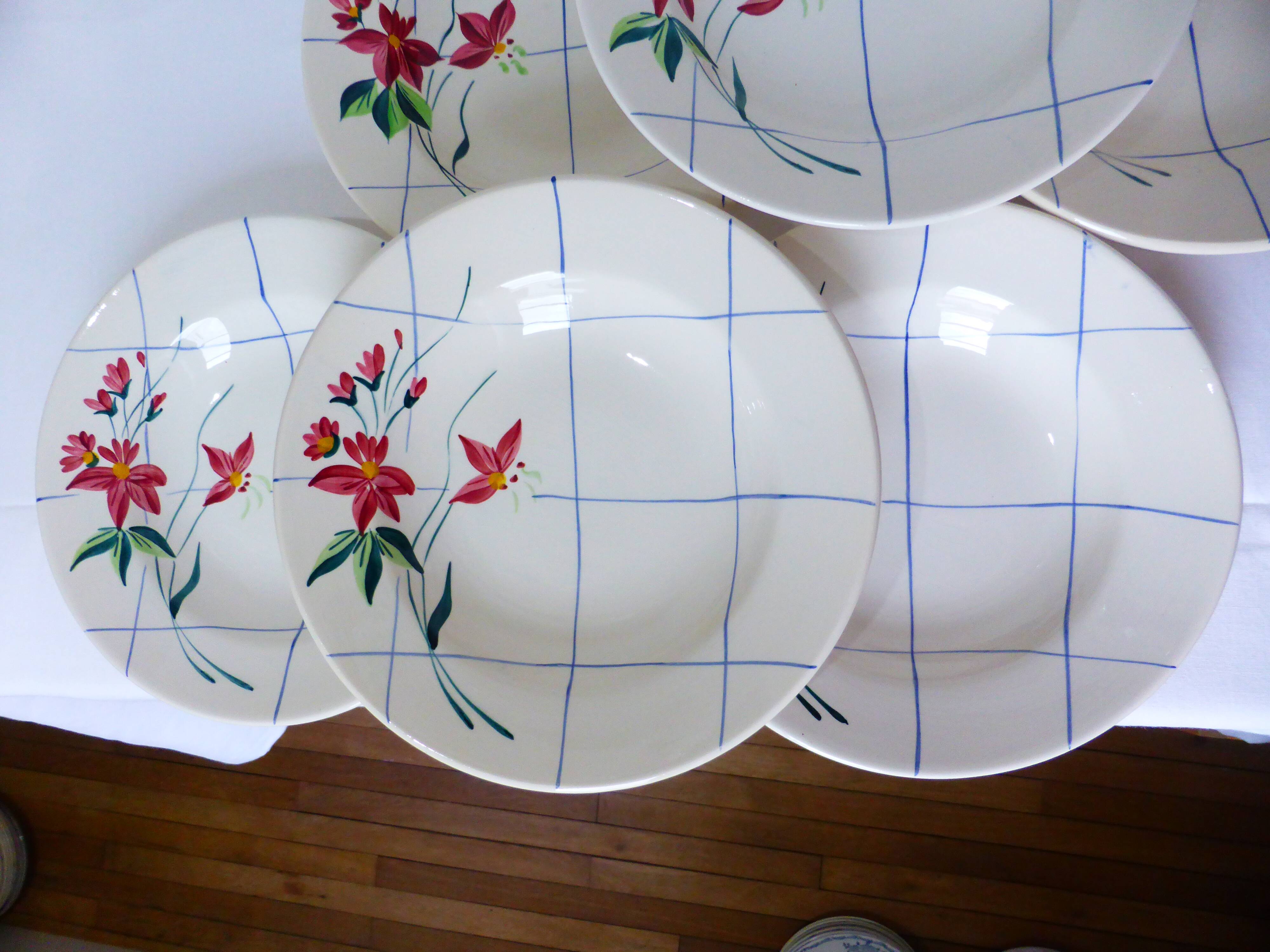 6 assiettes creuses vintage de Niderviller modèle Saumur 220512