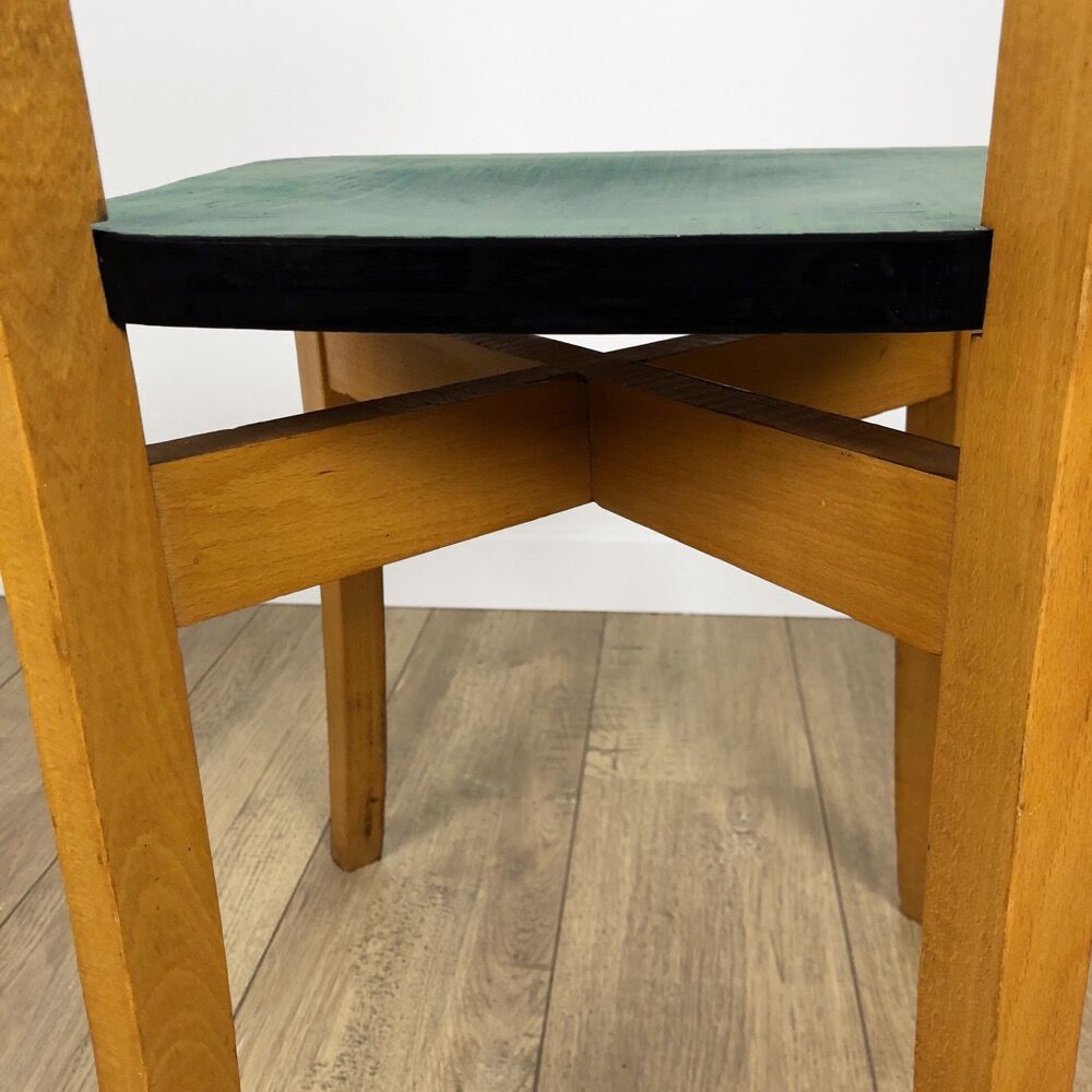 Lot of 6 chairs bistro green wood 50s