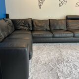 Stressless black leather corner sofa
